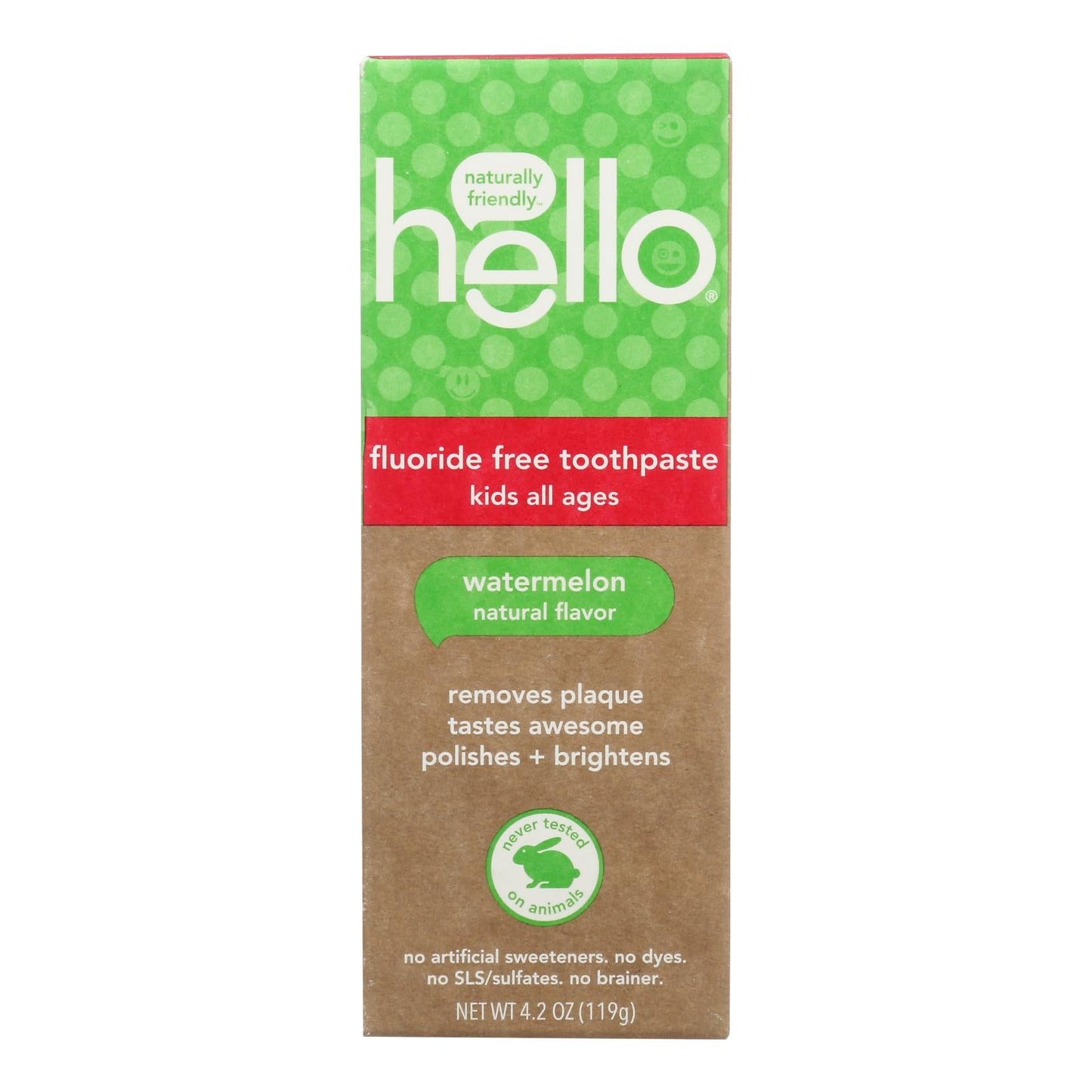 Hello Products LLC Toothpaste Natural Watermelon Flavor Free, 6-Pack 4.2oz
