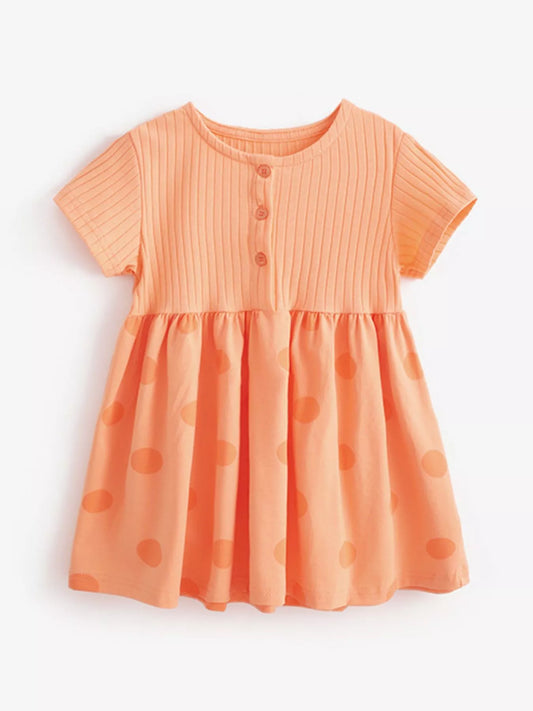 Children's Casual Ribbed Top Polka Dot Dress