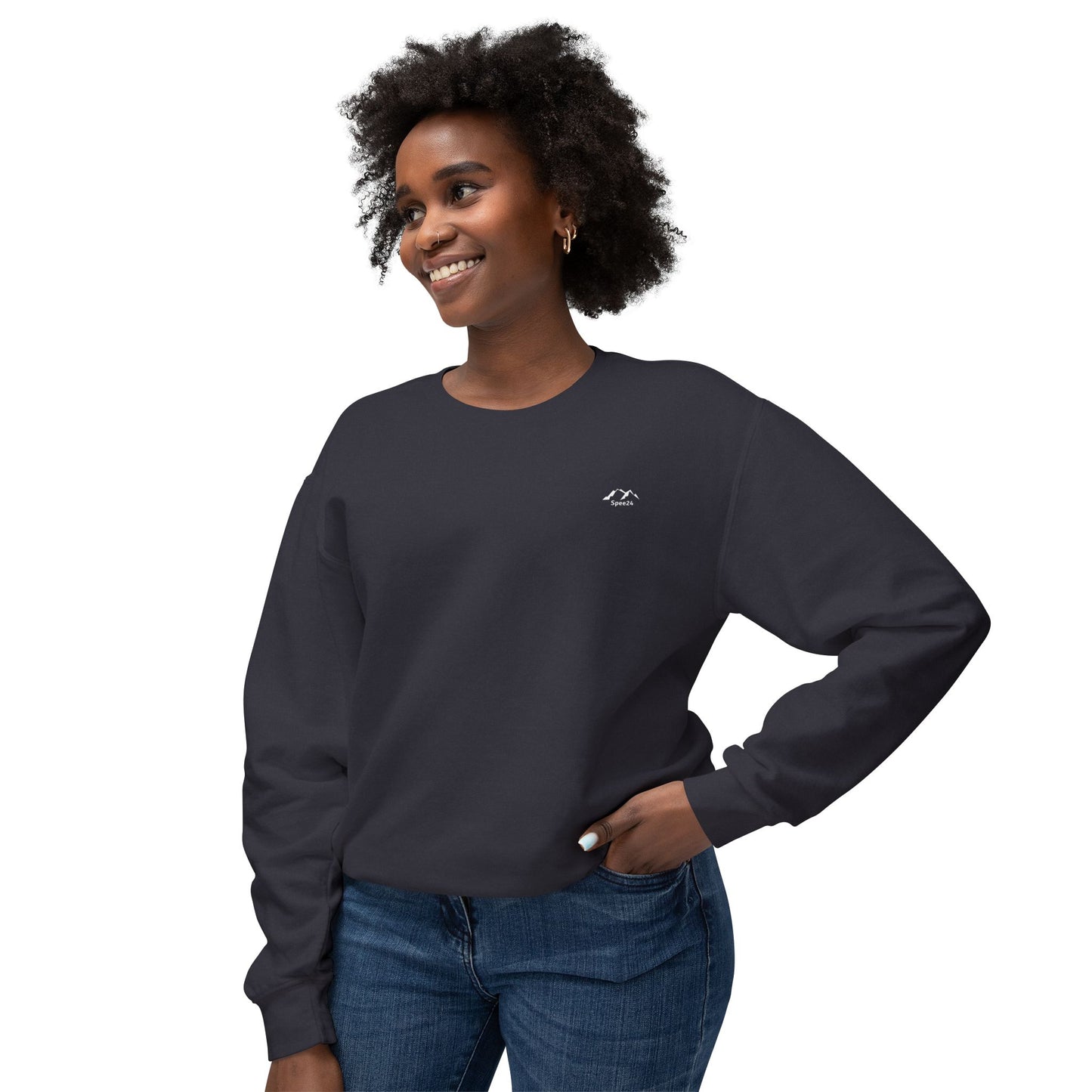 SW-104BLK-24 Unisex Lightweight Crewneck Black Color Sweatshirt