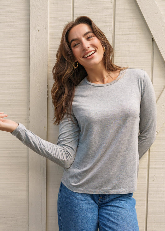 Grey Bamboo Long Sleeve Top