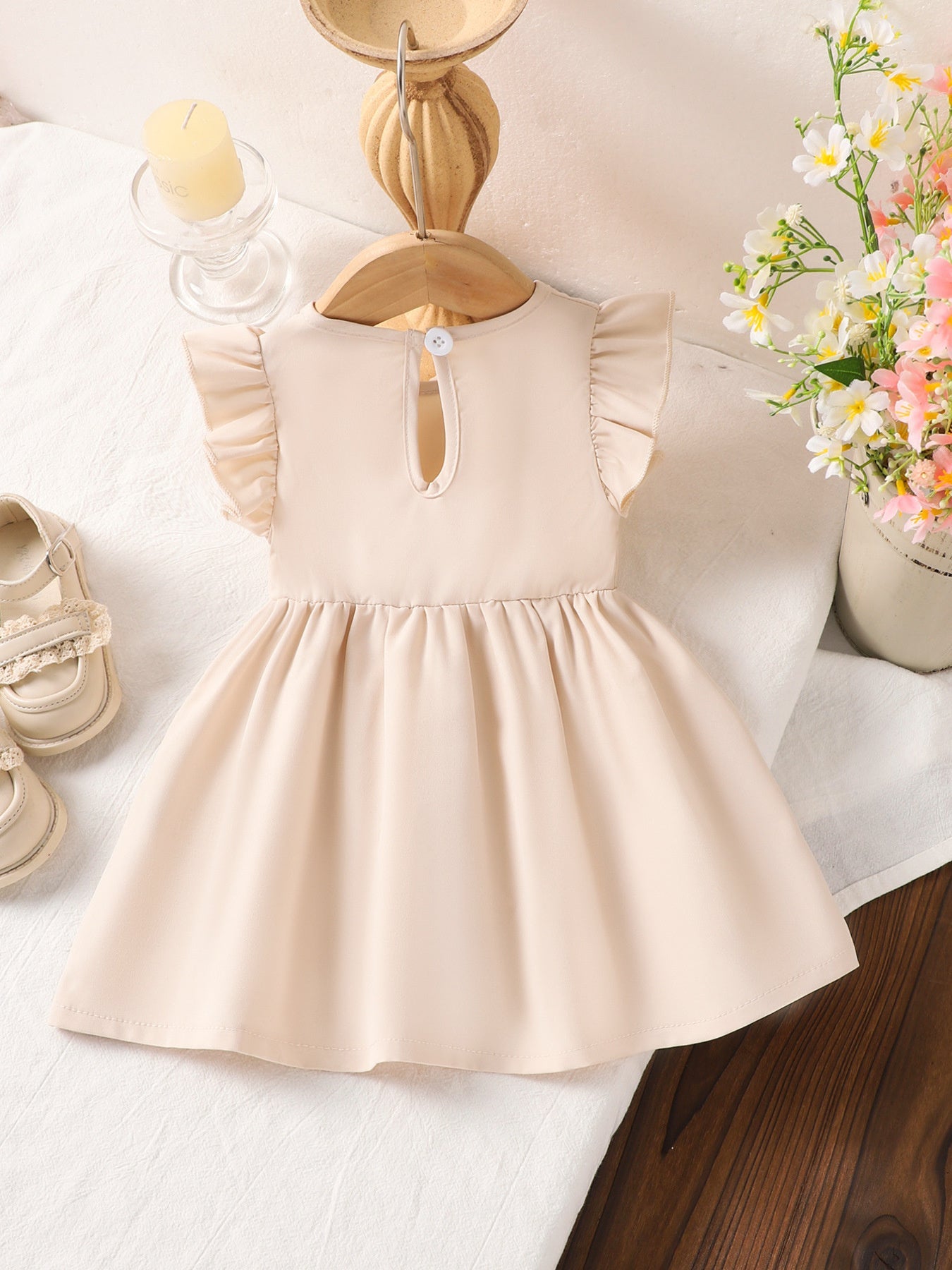 Children's Flower Ruffle Sleeve Dress