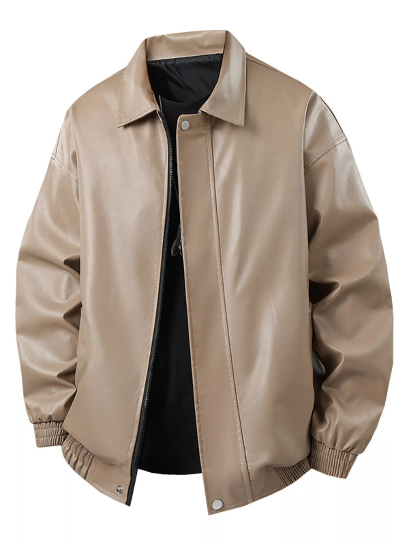 Men's Plus Size Zip Up Leather Jacket