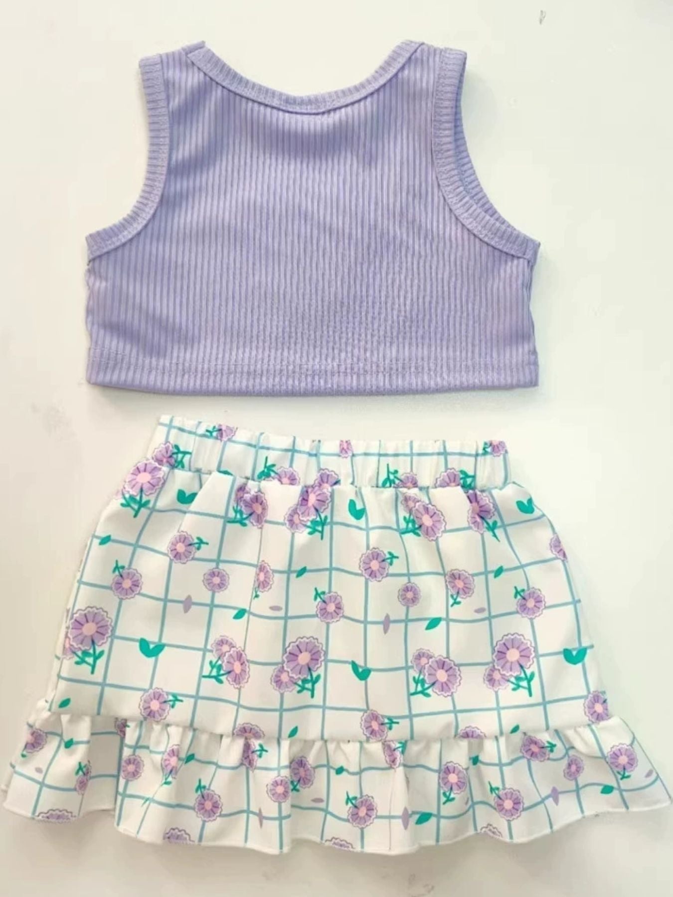 Children's Bowknot Tank Top and Skirt Set
