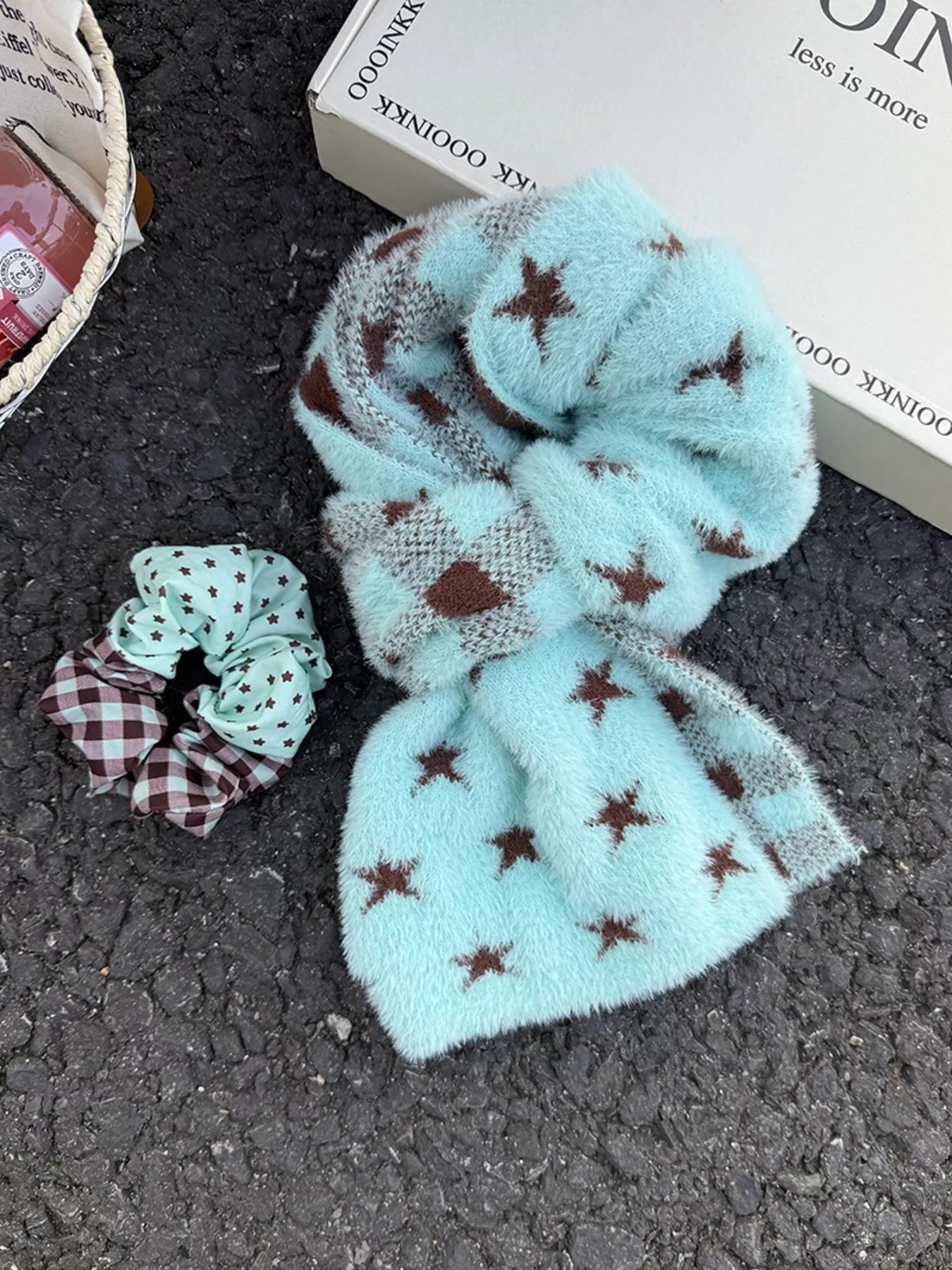 Star Plaid Plush Scarf