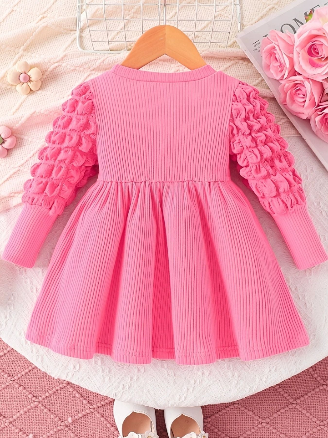 Children's Honey Bubble Texture Sleeve Dress
