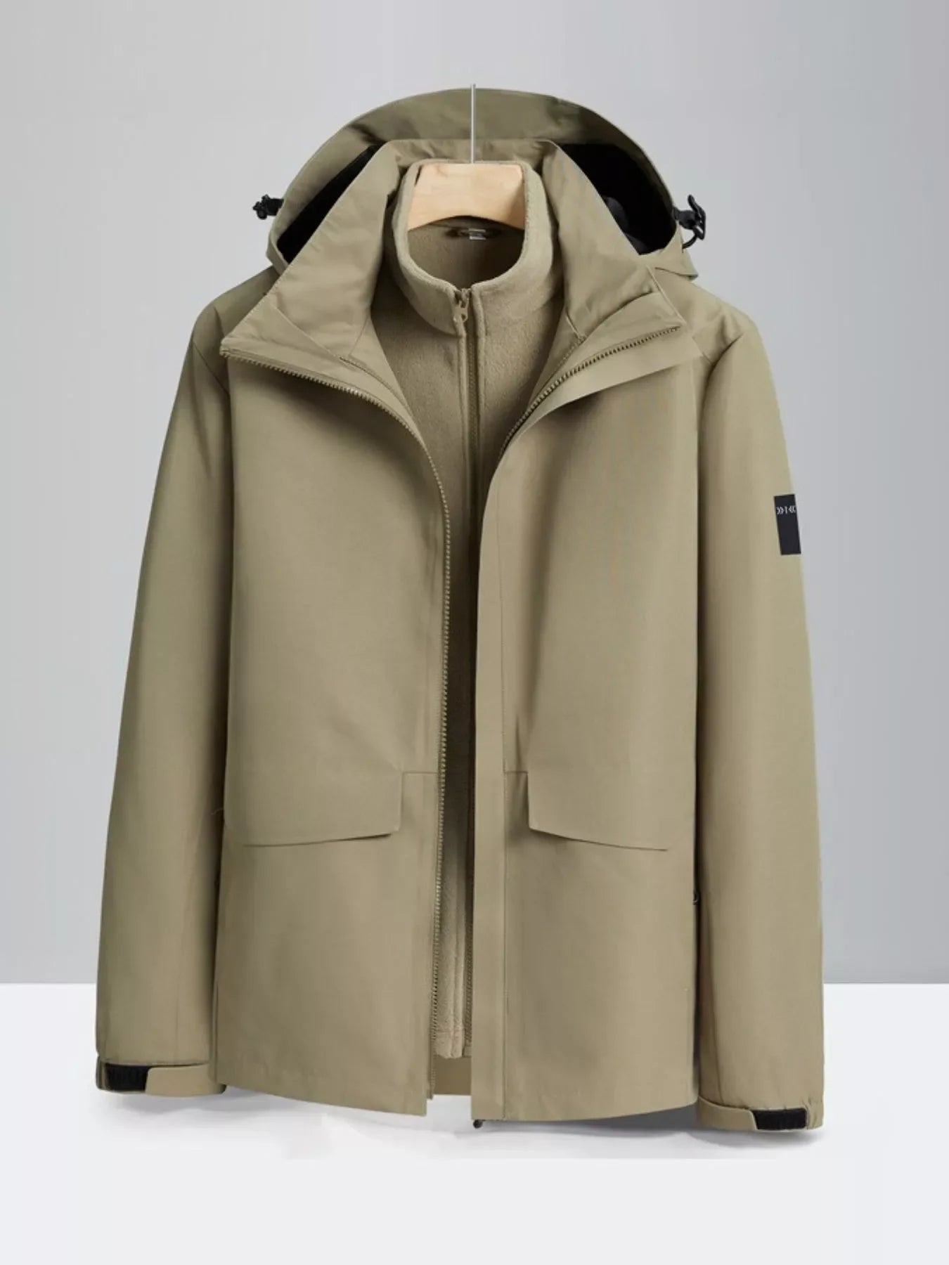 Men's Plus Size Zip Up Waterproof Hooded Jacket