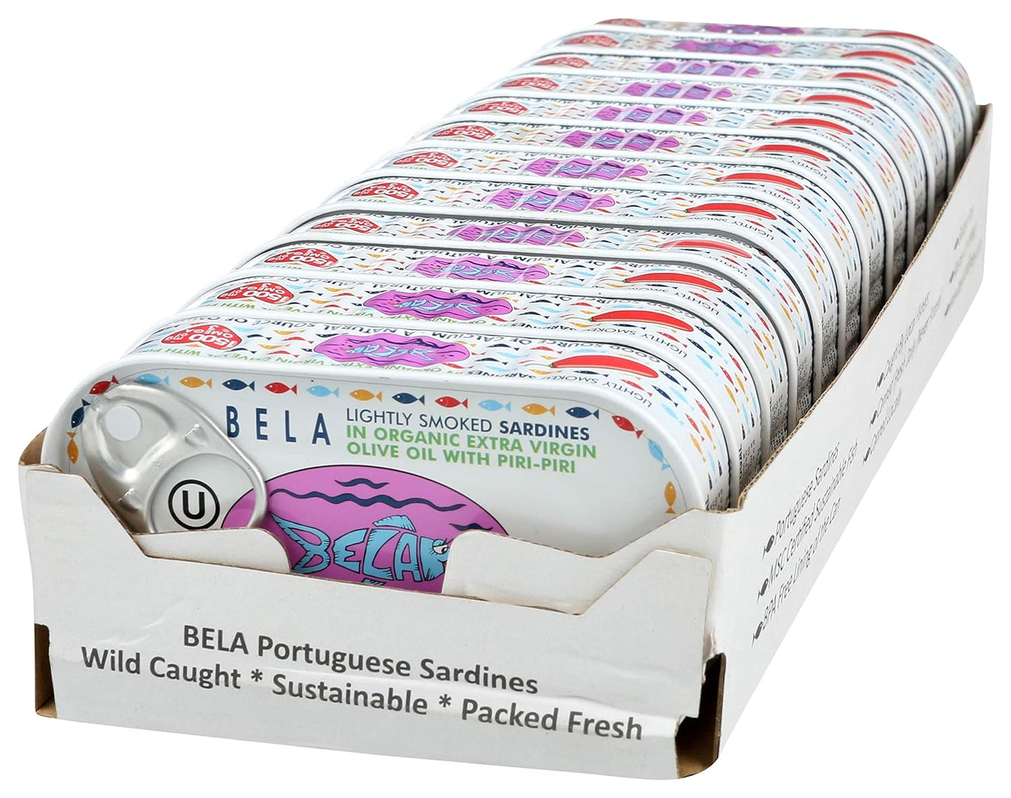 Bela-olhao Smoked Sardines in Piri Piri Sauce, (Pack of 12) 4.23 Oz