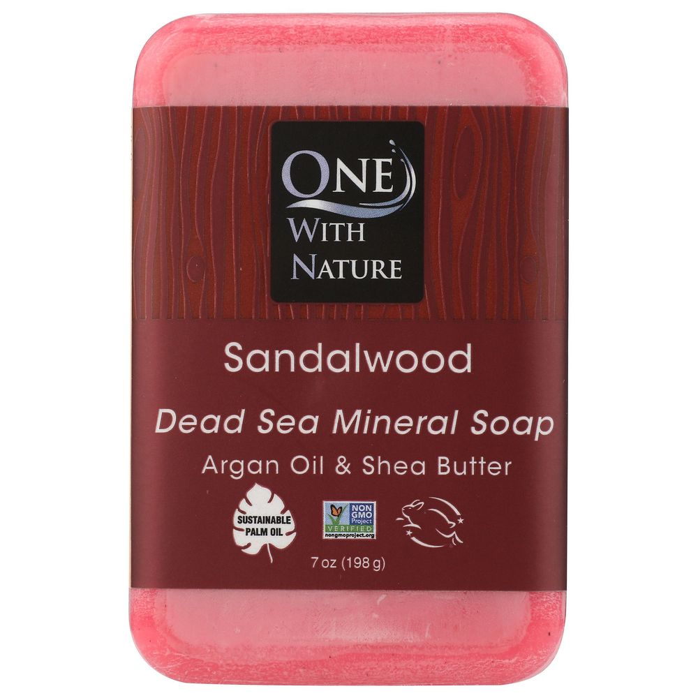 One With Nature - Sandalwood Bar Soap, 7 oz - Natural GMO-Free Cleansing
