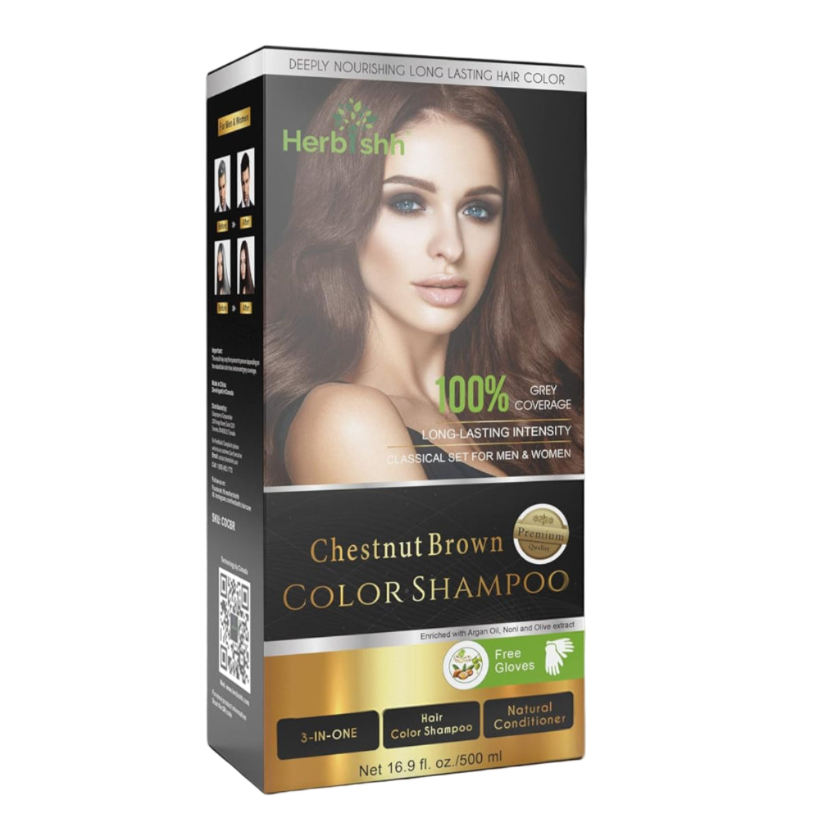 HERBISHH 3-in-1 Hair Color Shampoo for Gray Hair