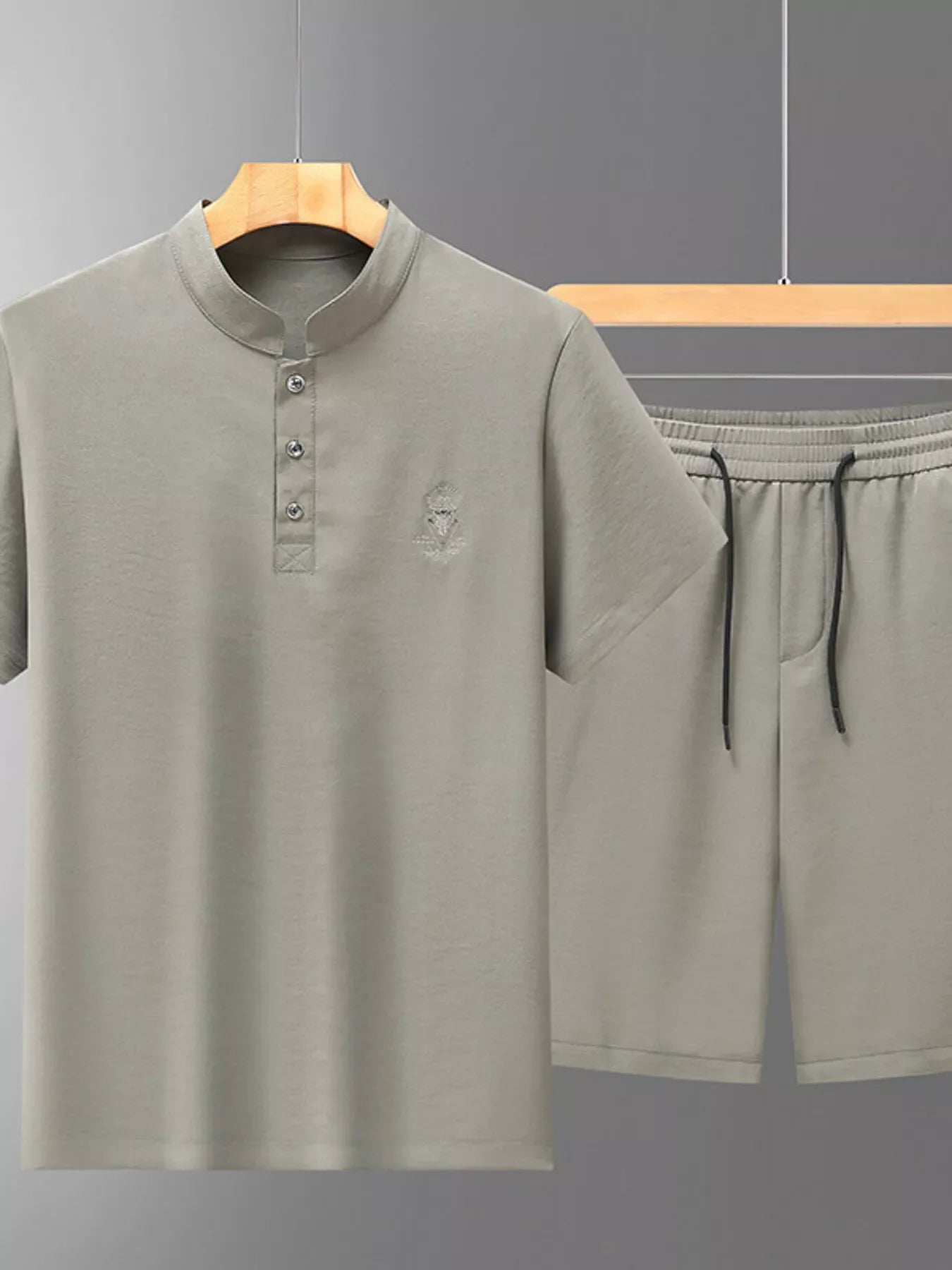 Men's Plus Size Casual Breathable Short Sleeve Shirt & Shorts Set