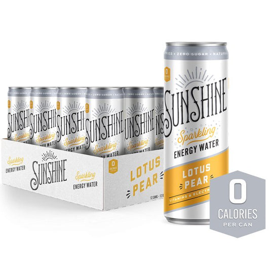 Sunshine Beverages Sparkling Energy Water Lotus Pear - 12 x 12 Fl Oz