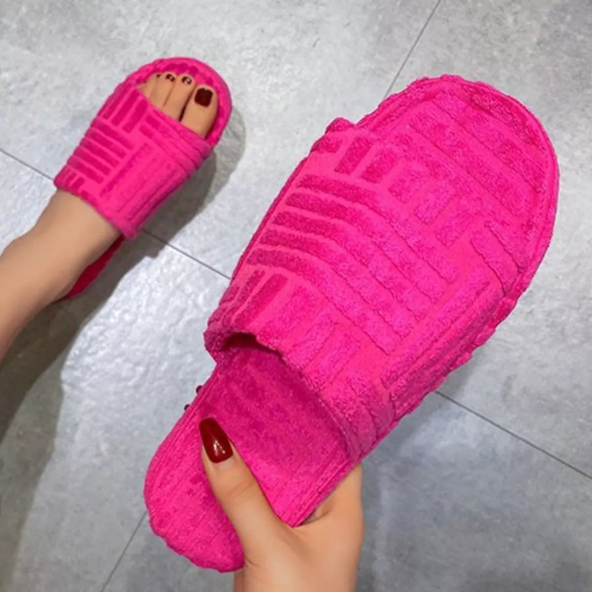 Open-Toe Platform Slippers