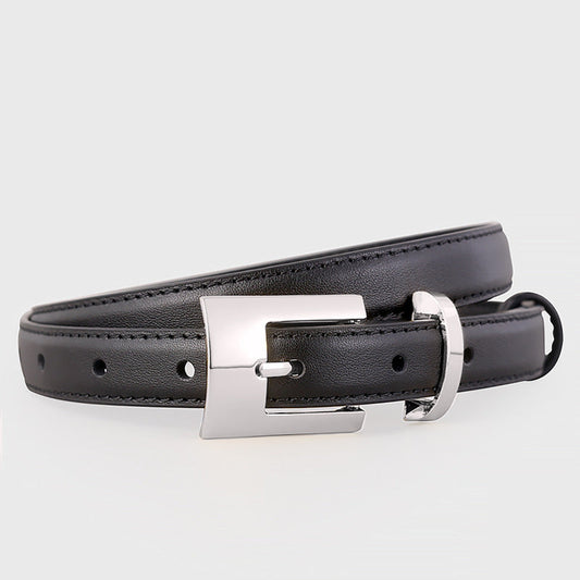 Leather Belt with Silver Buckle