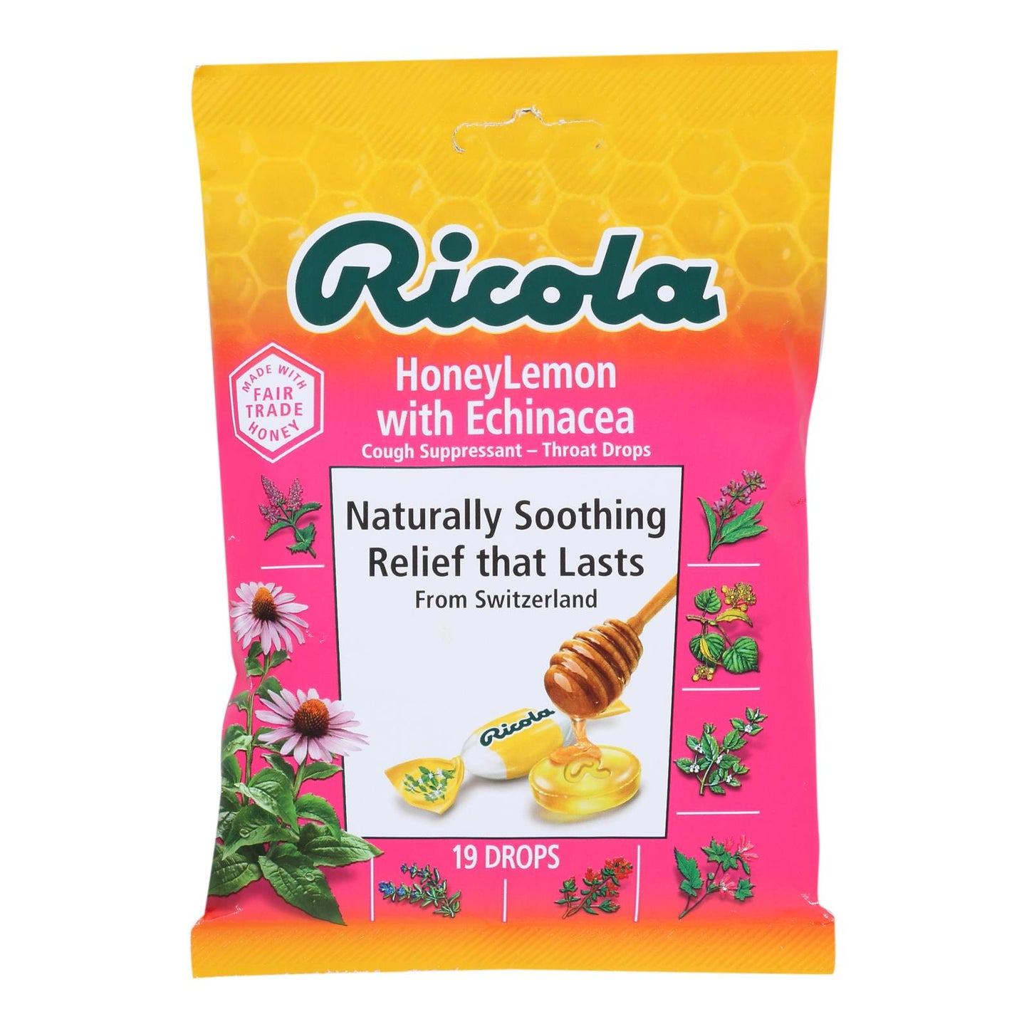 Ricola Honey Lemon Flavor Cough Drops (Pack of 8 - 19ct)