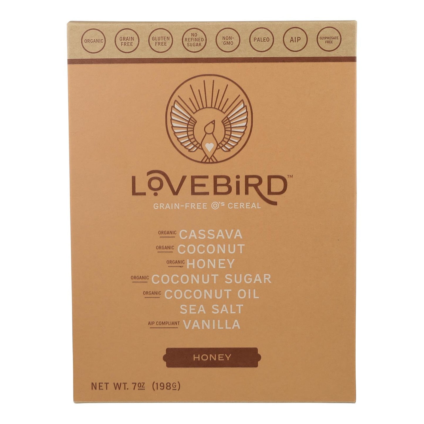 Lovebird Honey Grain Cereal, Pack of 6, 7oz Boxes