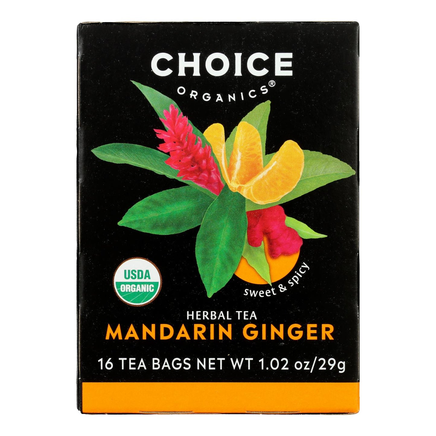 Boxes Choice Organic Teas - Tea Mandarin Ginger (Pack of 6-16 Ct Boxes)