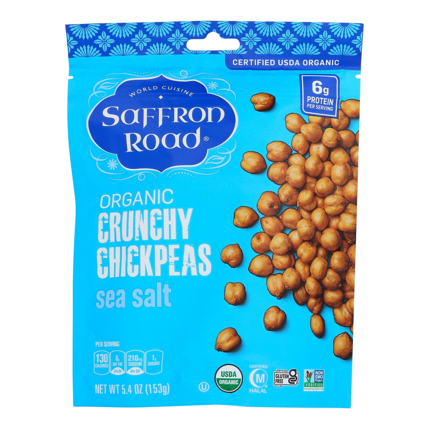 Saffron Road Crispy Sea Salt Chickpeas, 5.4 oz, Pack of 6