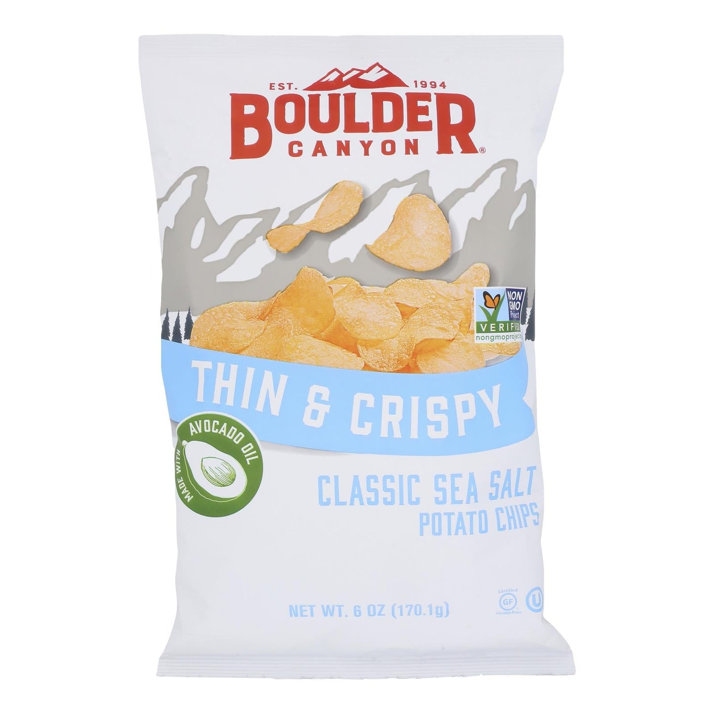 Boulder Canyon Potato Chips Sea Salt & Avocado Oil 6 Oz, Pack of 12
