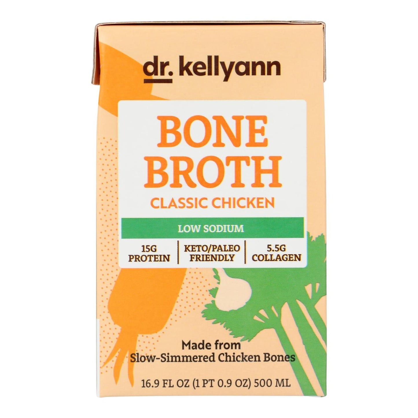 Dr. Kellyann Chicken Bone Broth, 16.9 oz, Pack of 6