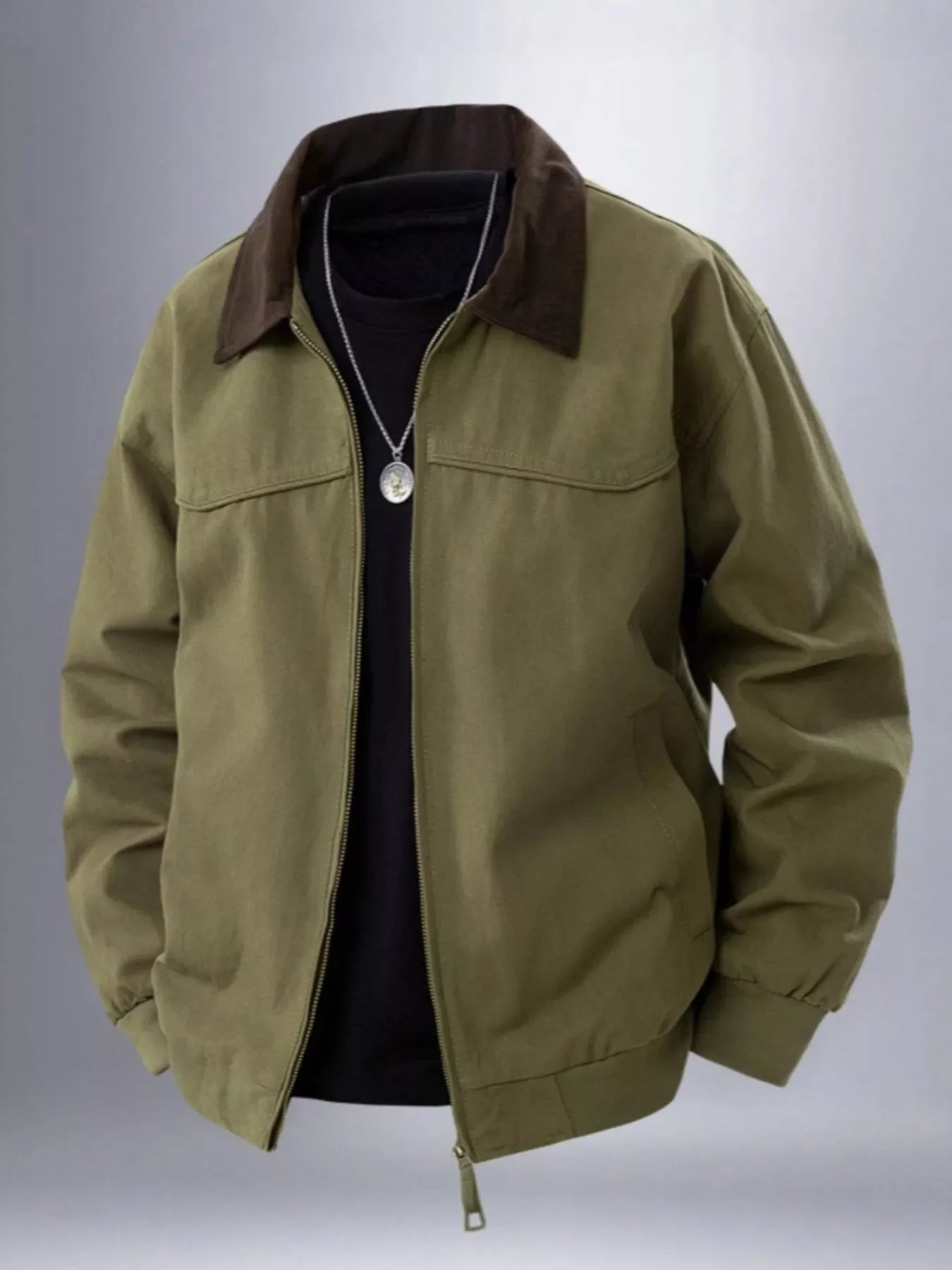 Men's Plus Size Zip Up Long Sleeve Jacket