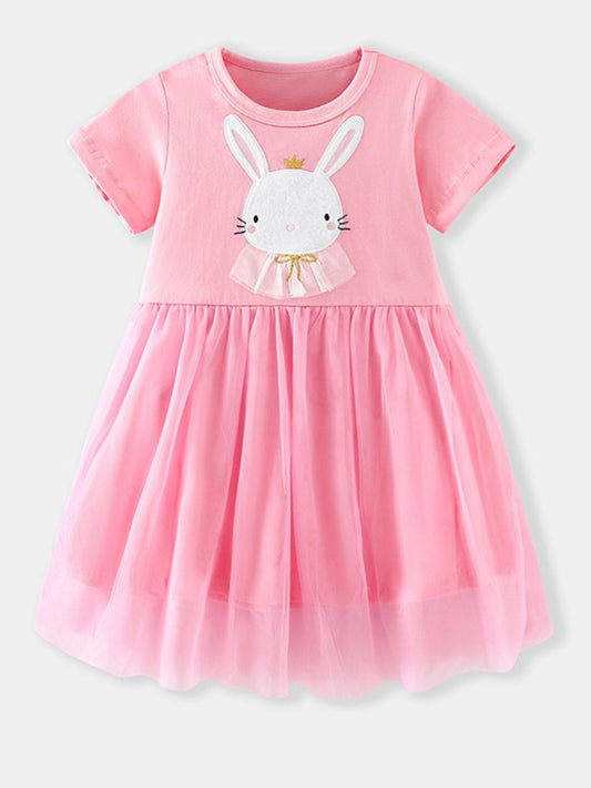 Children's Bunny Applique Tulle Layered Dress