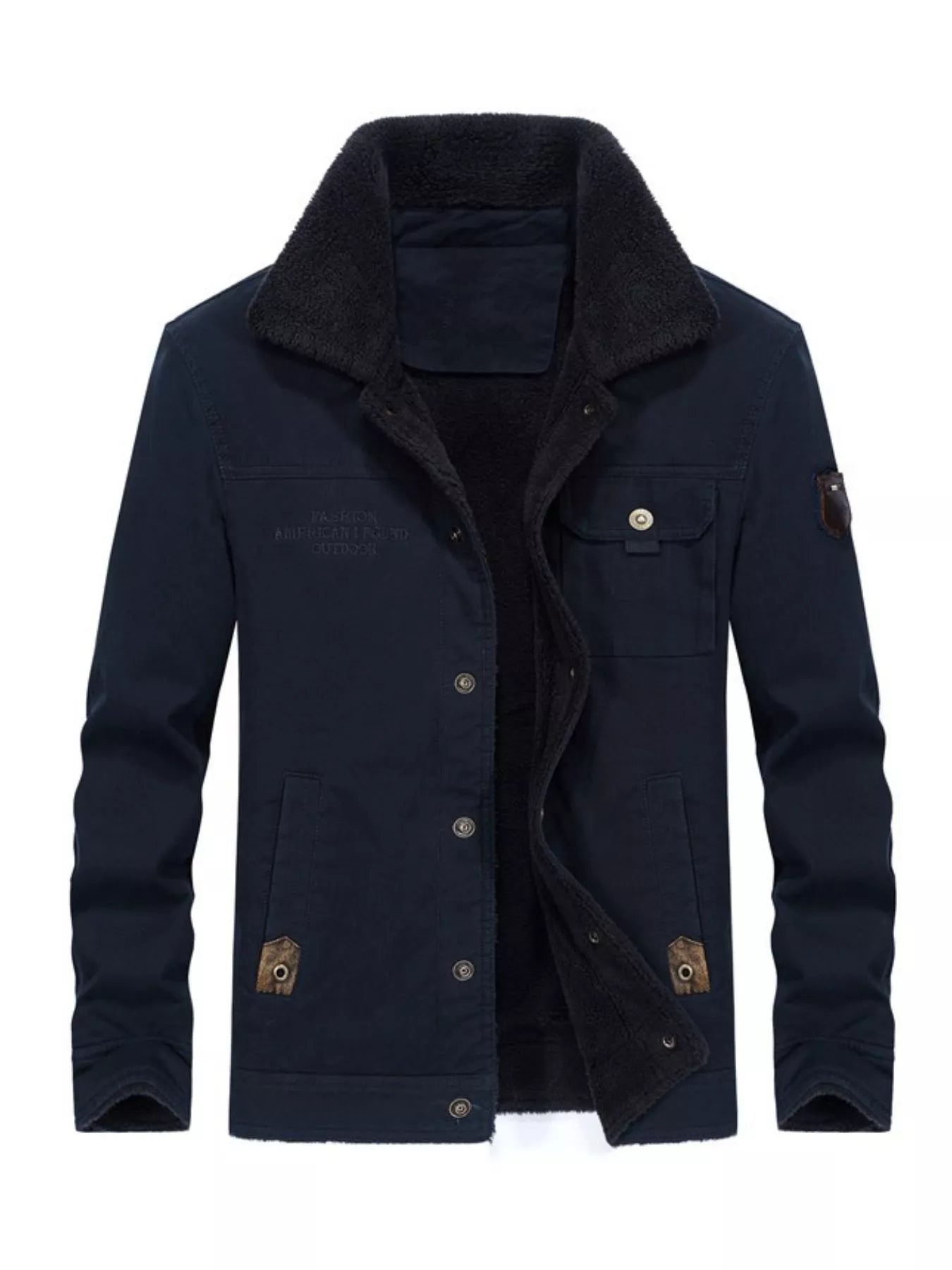 Men's Plus Size Solid Color Sherpa Lined Jacket