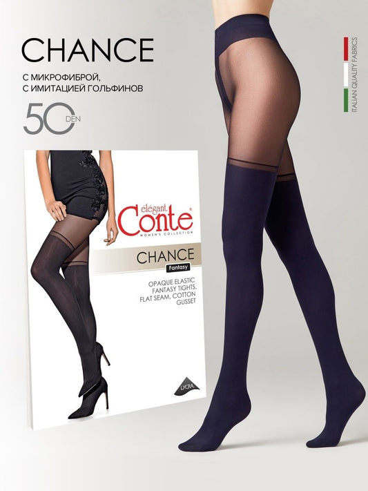 Conte Chance 50 Den - Fantasy Opaque Women's Tights with Imitation Golfs (16С-136СП)