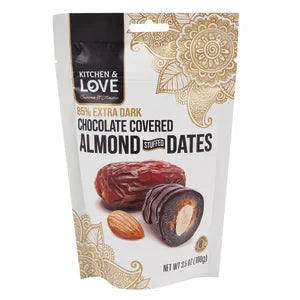 Kitchen & Love - Almond Stuffed Dates Dark Chocolate (Pack of 8 3.5 Oz)