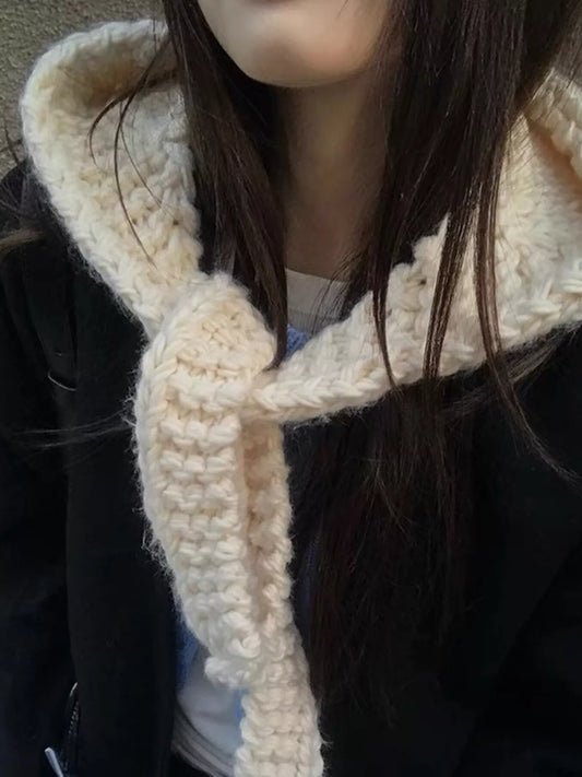 Knitted Hooded Scarf Hat