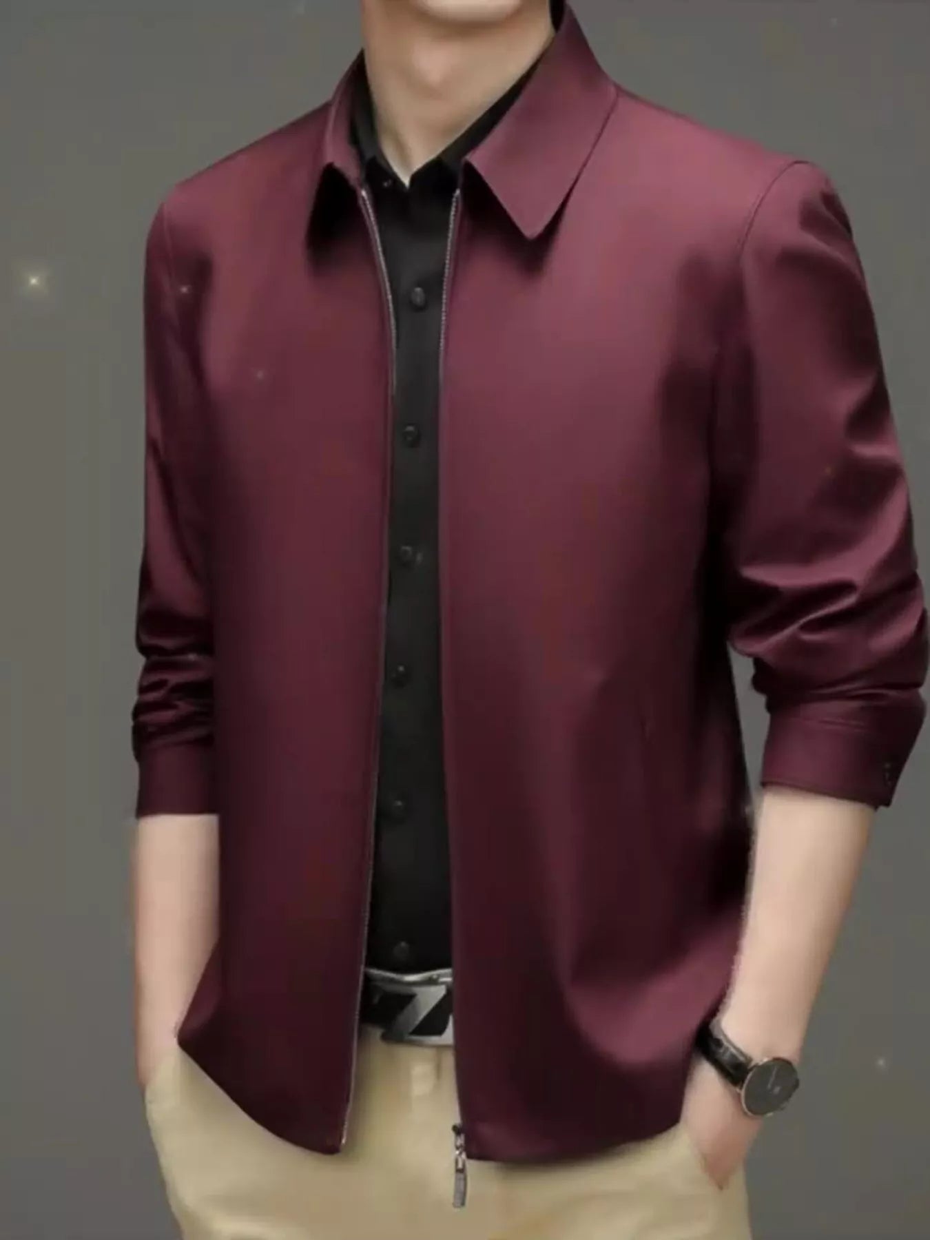 Men's Plus Size Zip Up Long Sleeve Jacket