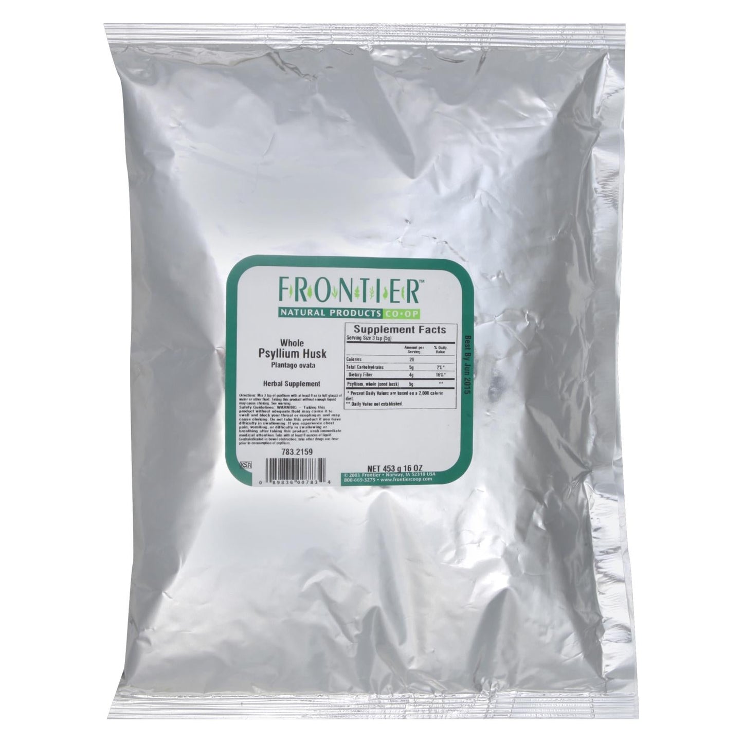 Frontier Herb Psyllium Seed Husk, Whole, Organic, 1 Lb.
