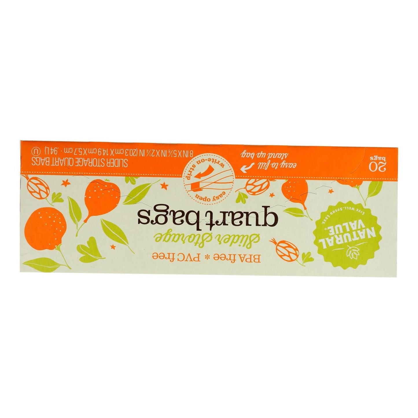 Natural Value QT Slider Freezer Bags - Pack of 12/20 Count