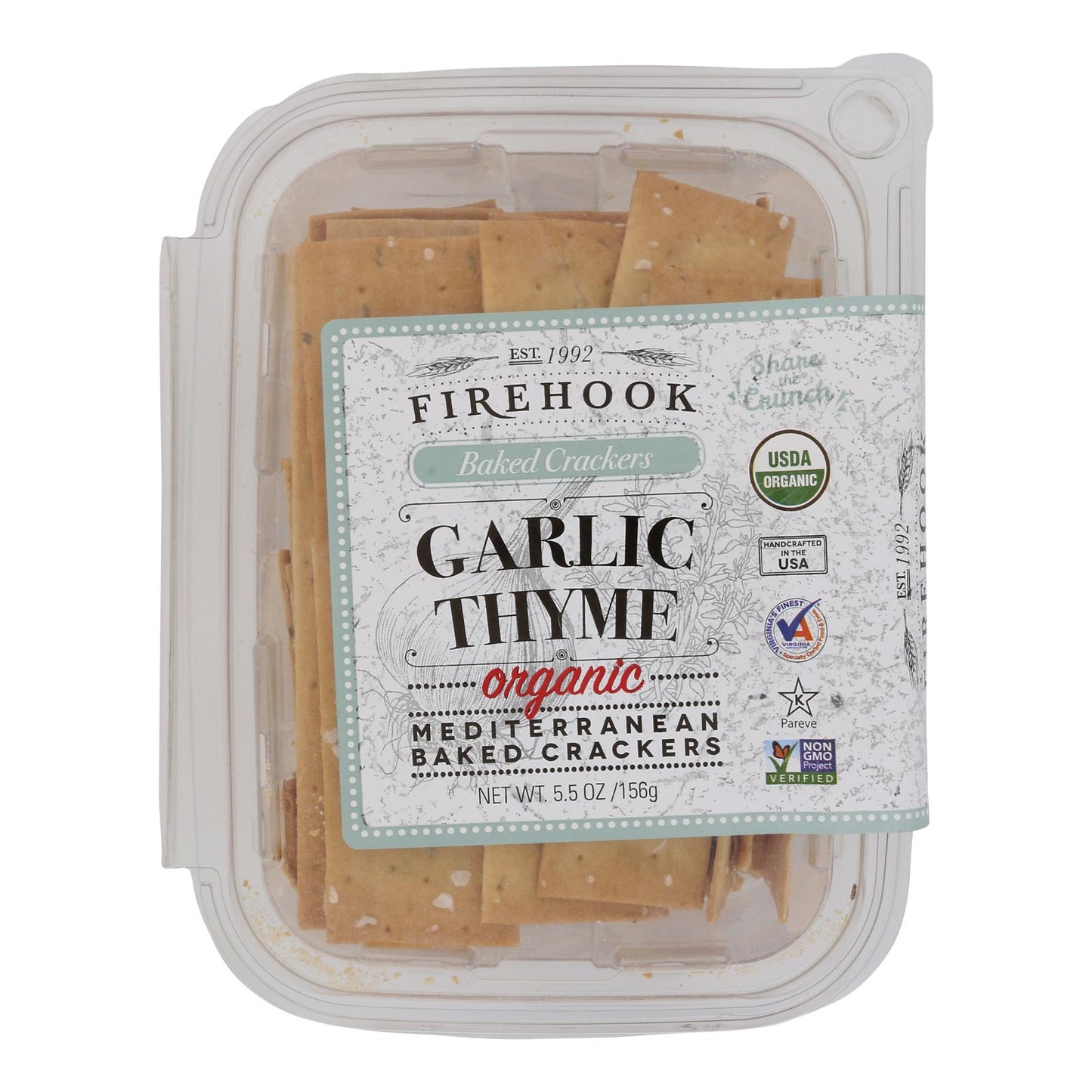 Firehook Garlic & Thyme Crackers, 5.5 Oz (Pack of 8)