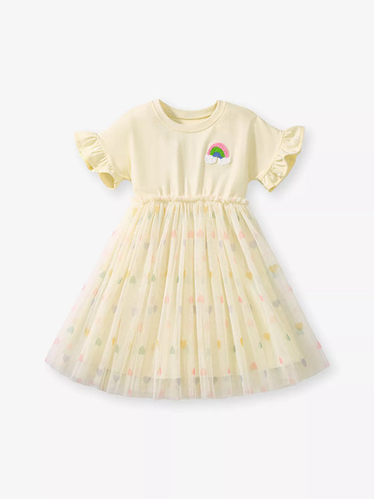 Children's Rainbow Applique Tulle Layered Dress
