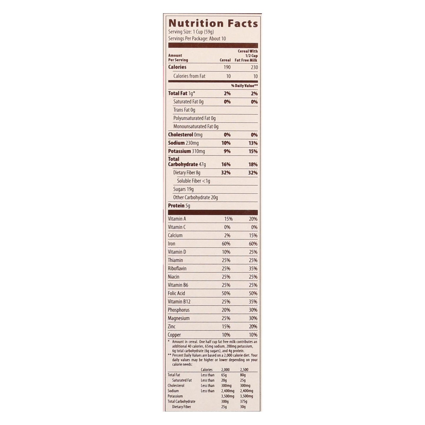 Mom's Best Raisin Bran Cereal, 22 Oz. (Pack of 10)