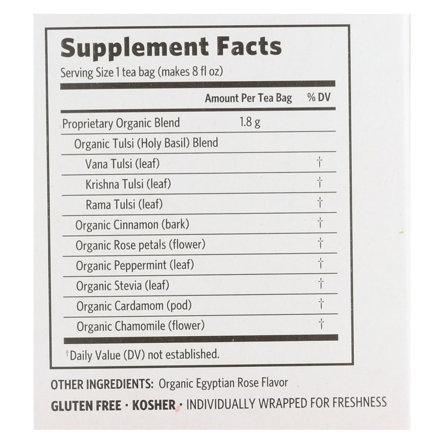 Organic India Tulsi Tea, Cinnamon Rose Flavor, 18 Tea Bags (Pack of 6)