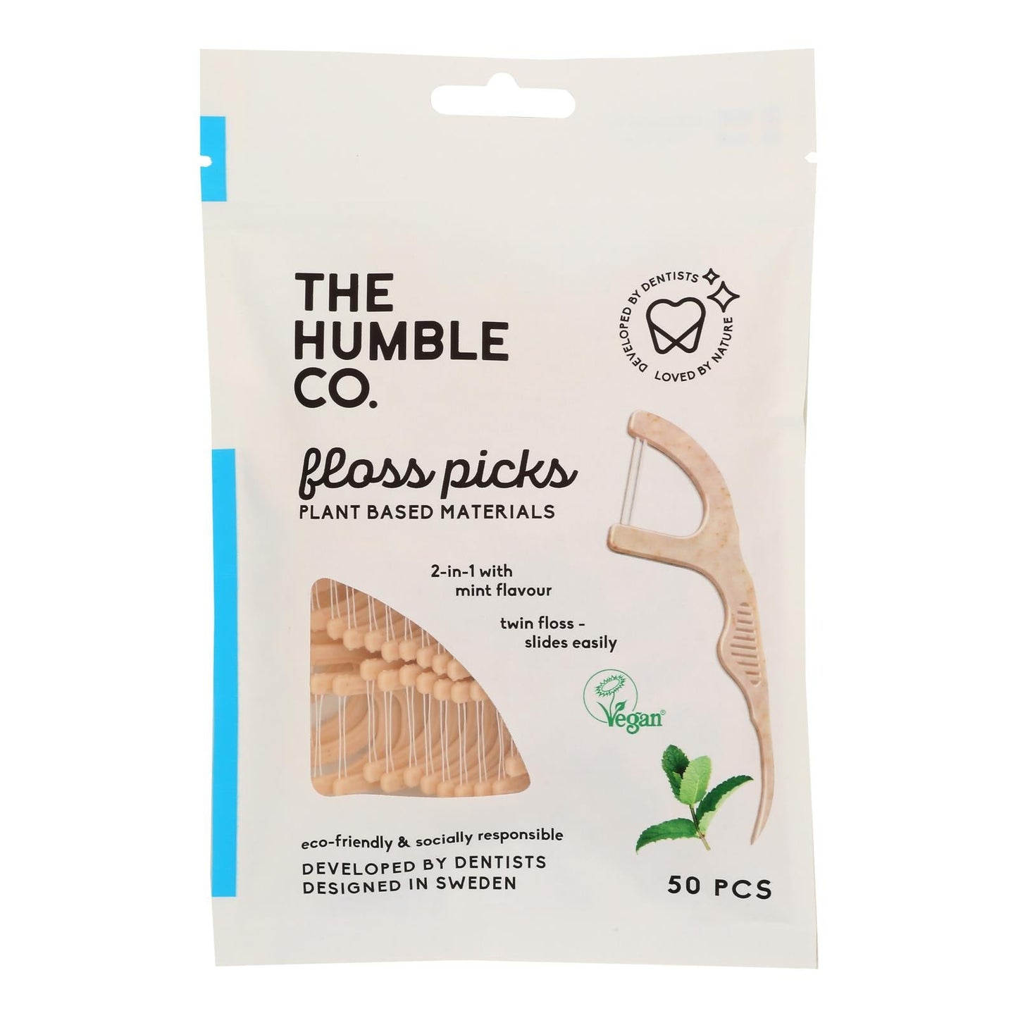 Humble Co Ecofriendly Mint Floss Picks - Case of 4 (200 Ct)