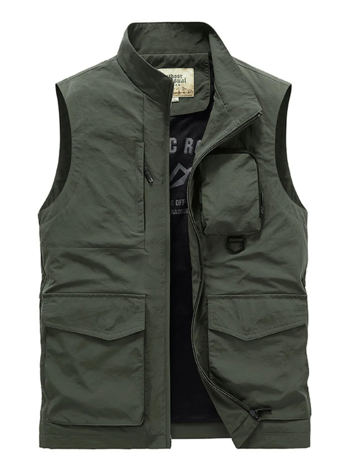 Men's Plus Size Multi-Pocket Zip Up Vest