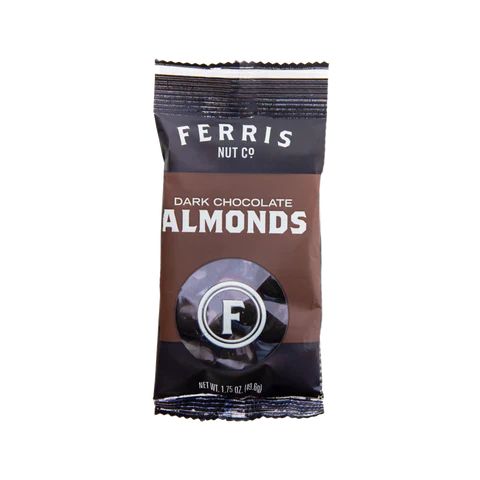 Ferris Nut Co. - Dark Chocolate Almonds, 1.75 oz (24 Pack) - Gourmet Snack Treat