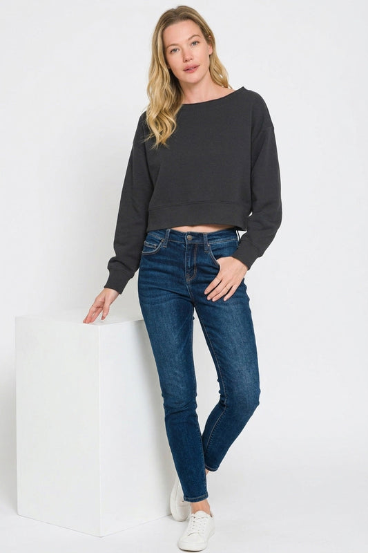 Zenana Fleece Boat-neck Sweatshirt