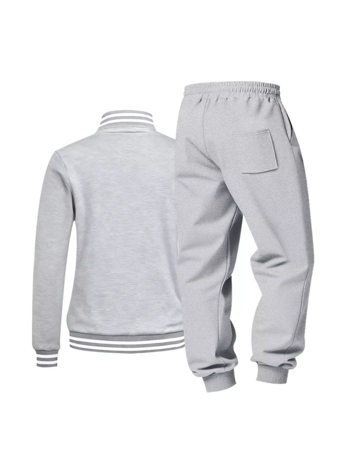 Men's Full Size Striped Long Sleeve Top and Pants Set Plus Size