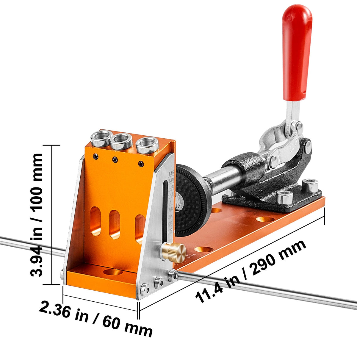 VEVOR Pocket Hole Jig Kit, 34 Pcs Pocket Hole Jig System With Fixture, Step Drills, Wrenches, Drill Stop Rings, Square Drive Bits, Toolbox, Adjustable, For DIY Carpentry Projects