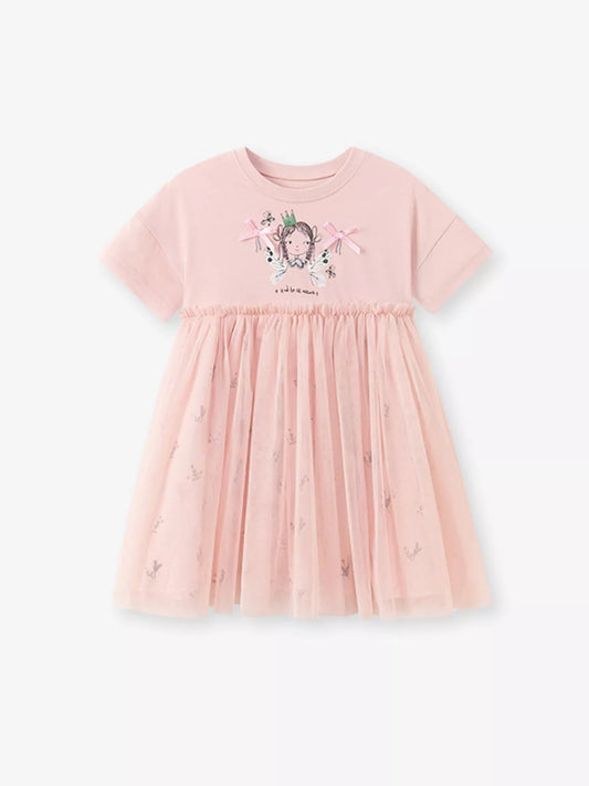 Children's Short Sleeve Tulle Layered Dress