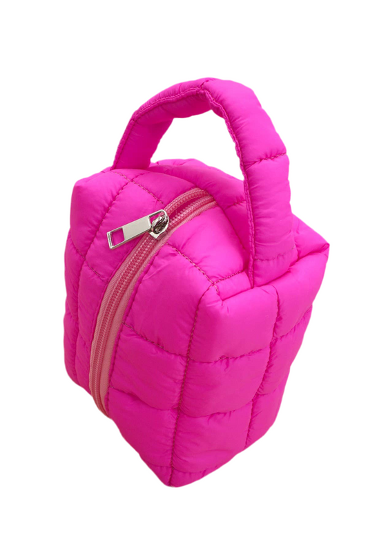 QUILTED PUFFY COSMETIC MAKEUP POUCH