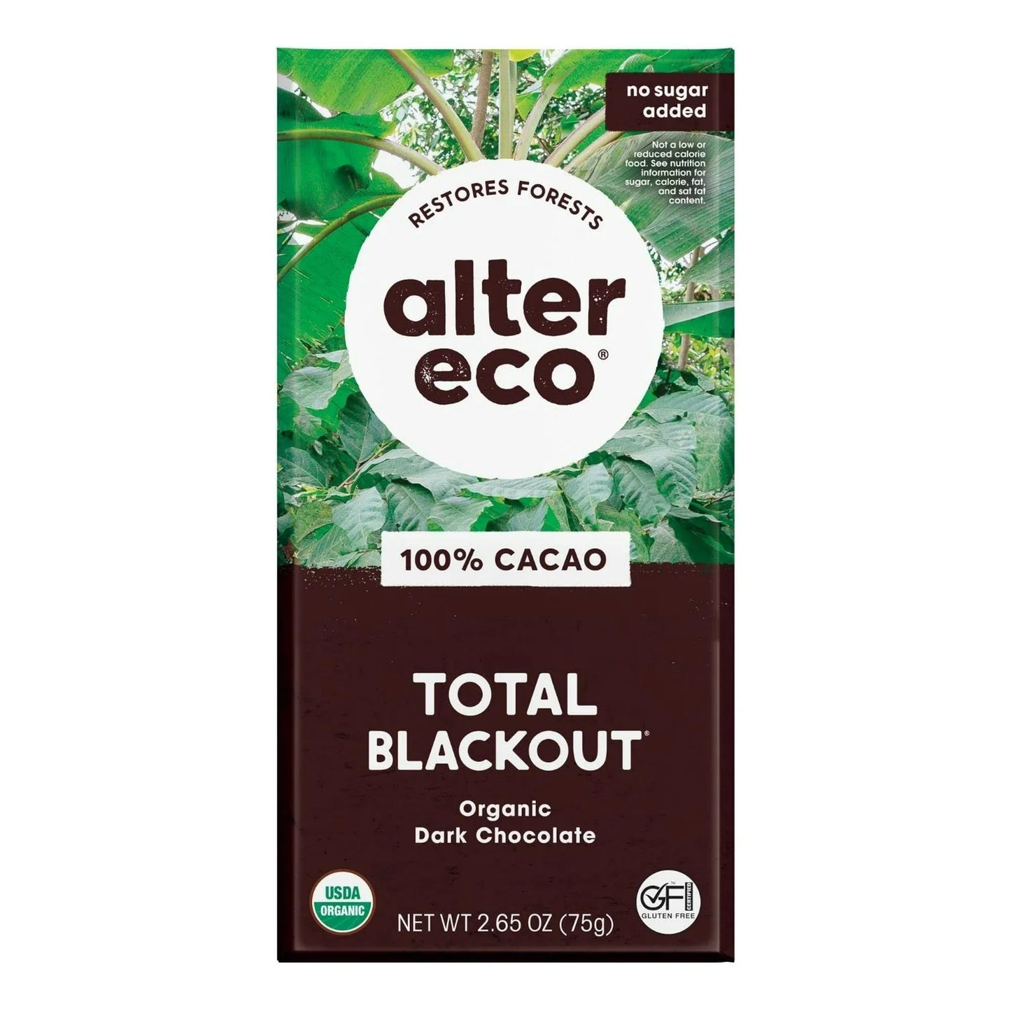 Alter Eco Organic Blackout 100% Dark Chocolate, 2.65 oz, Case of 12