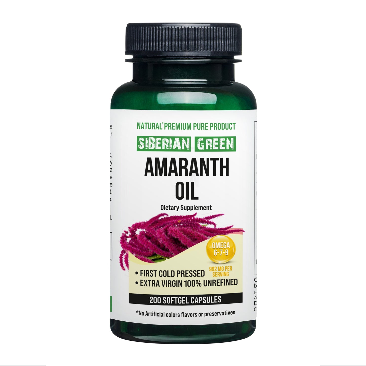 Siberian Green Amaranth Seed Oil Capsules – 200 Softgels | Cold Pressed & Unrefined