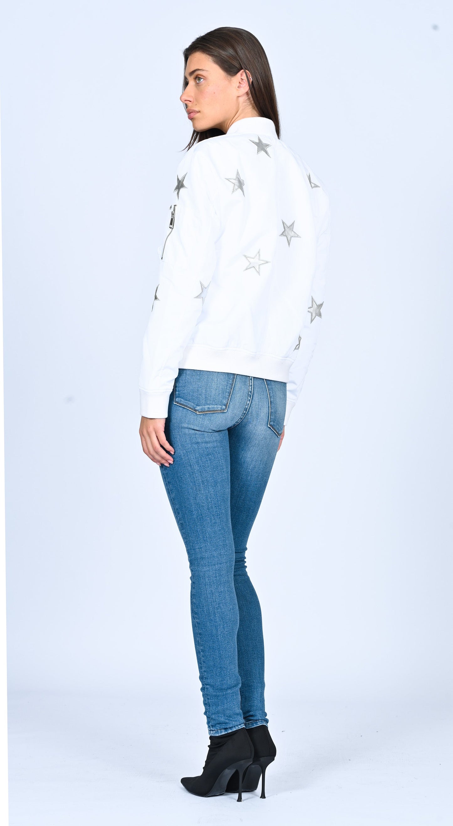 Star Bomber Jacket- White