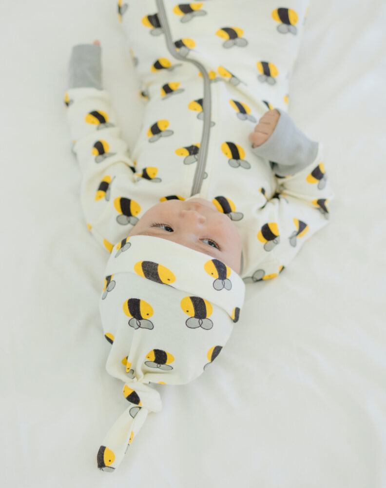 GOTS Certified Organic Cotton Zippy Footed - Bee