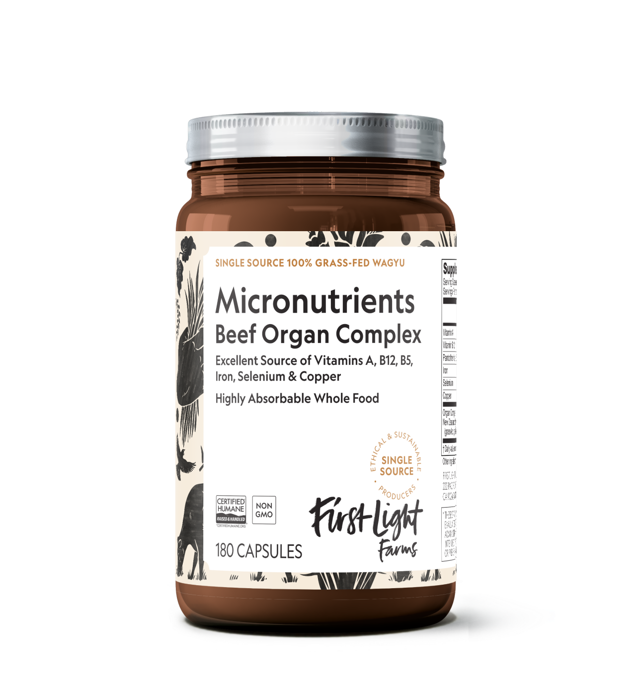 First Light Farms Beef Organ Complex, 180 Tabs - Grass-Fed Supplement