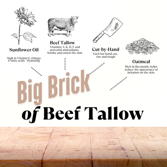 Big Brick of Beef Tallow Soap, Hand Cut-10oz*-with Heavy Grit-The Workbench